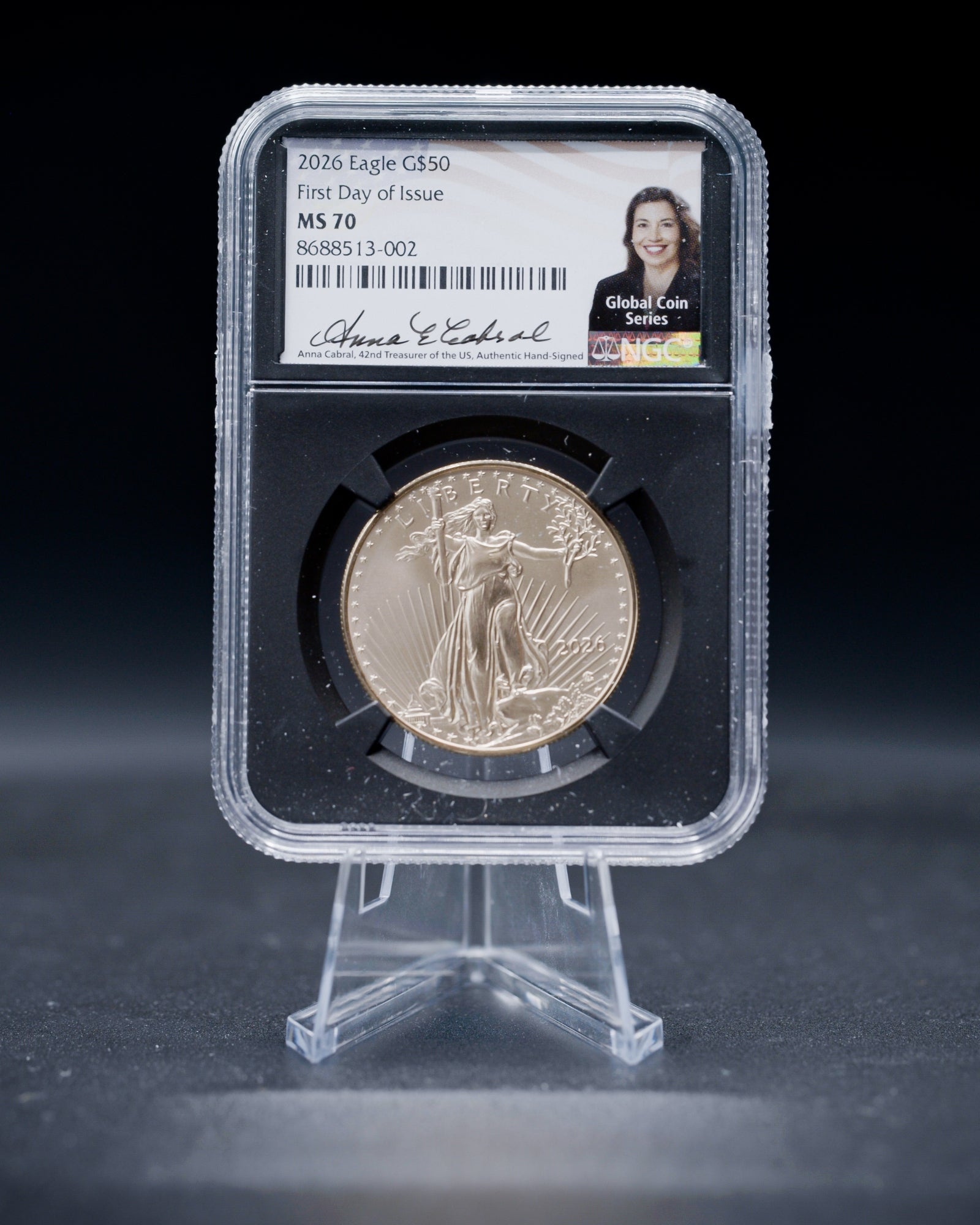 2026 $50 American Gold Eagle | MS70 First Day of Issue | Anna Escobedo Cabral Autographed