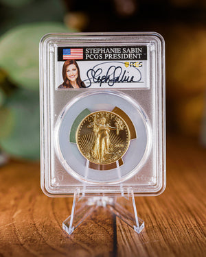 2026 $25 American Gold Eagle | MS70 First Day of Issue | Stephanie Sabin Autographed | Modern Numismatic Masterpieces Label