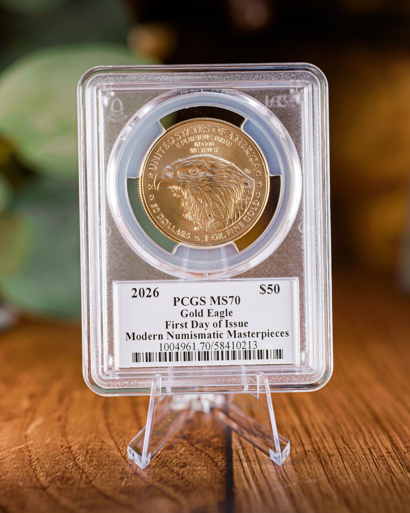 2026 $50 American Gold Eagle | MS70 First Day of Issue | Stephanie Sabin Autographed | Modern Numismatic Masterpieces Label