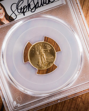 2026 $5 American Gold Eagle | MS70 First Day of Issue | Stephanie Sabin Autographed | Modern Numismatic Masterpieces Label