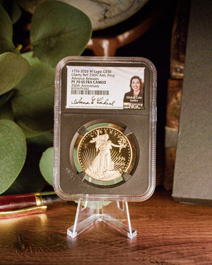 2026 W 1 oz Liberty Bell Privy 250th Anniversary Gold Eagle Advanced Release | NGC PF70 Ultra Cameo | Anna Cabral Autographed