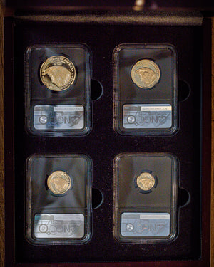 2026 4 pc Gold Eagle Proof Set | Advanced Release | NGC PF70 | Modern Numismatic Book Label | Anna Escobedo Cabral Autographed