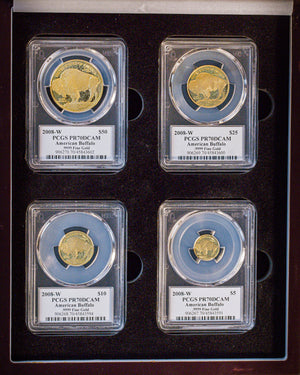 2008 4 pc Gold Buffalo Proof Set | PCGS PR70 | Stephanie Sabin Autographed