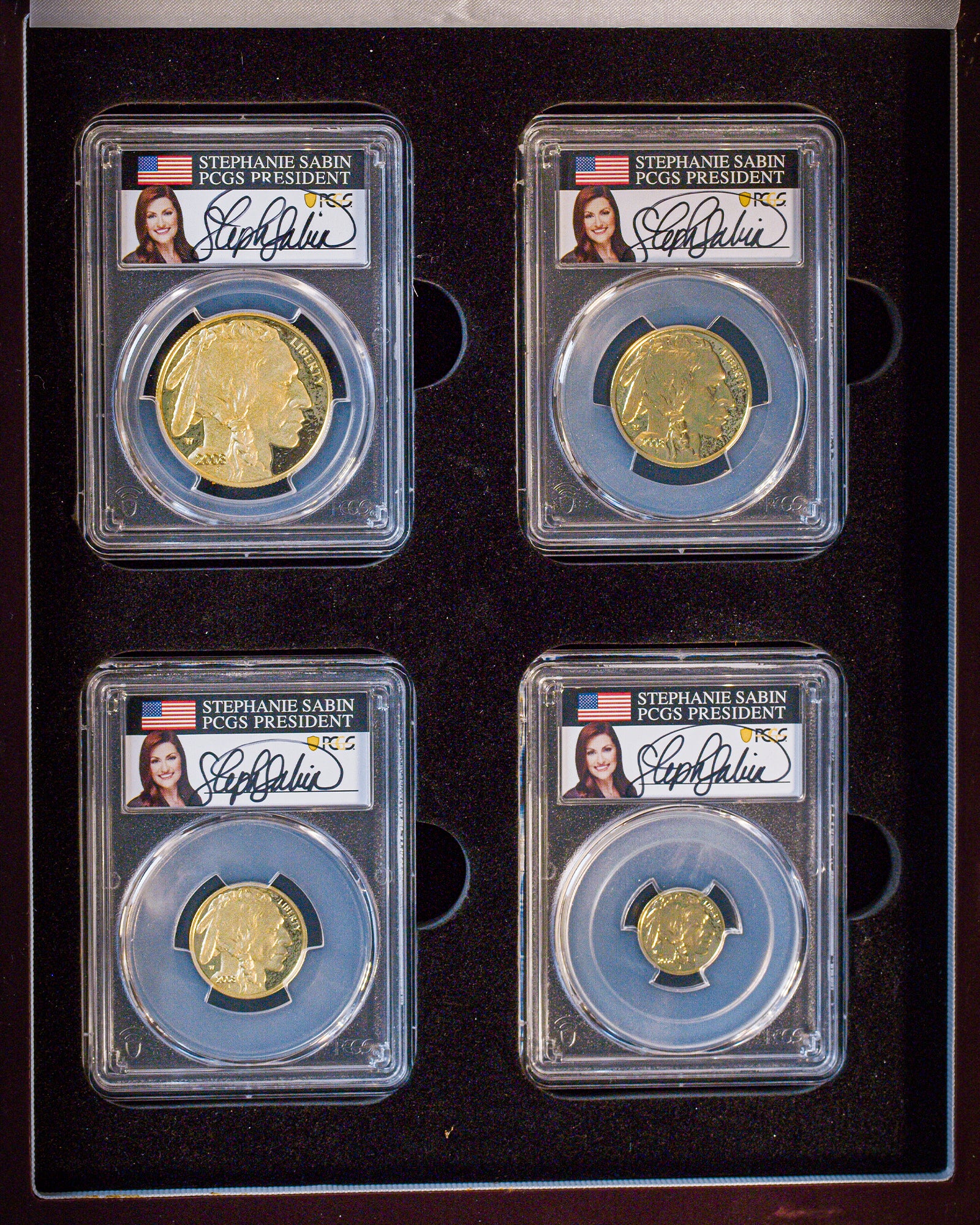 2008 4 pc Gold Buffalo Proof Set | PCGS PR70 | Stephanie Sabin Autographed