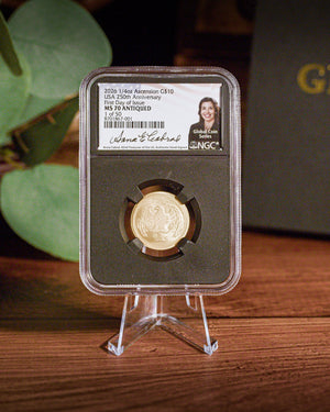 2026 USA 250th Anniversary 1/4 oz Gold Eagle | NGC First Day of Issue | Anna Escobedo Cabral Autographed | Global Coin Series MS70