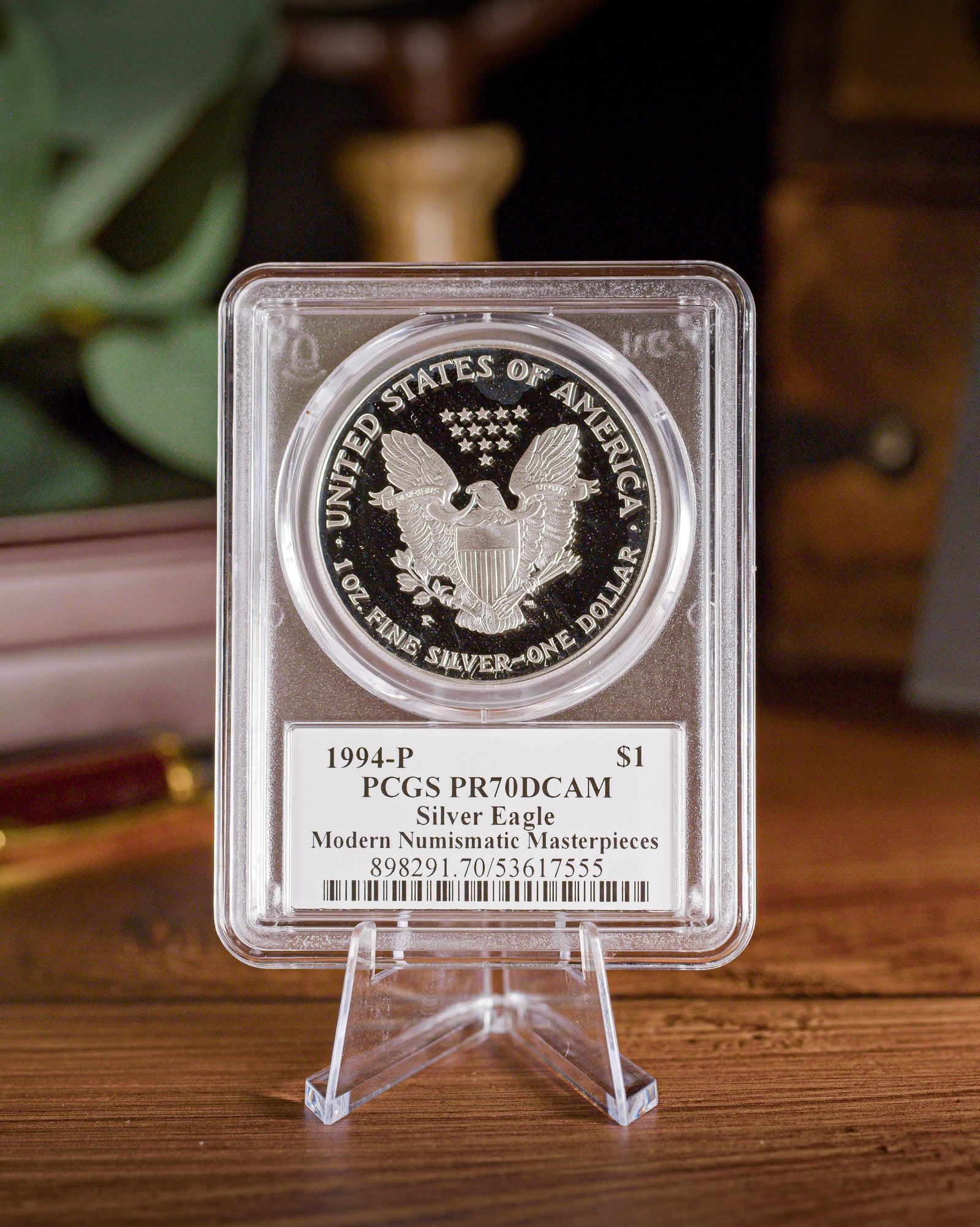 1994 "P" Silver Eagle Proof | PCGS "Modern Numismatic Masterpieces" PR70 | Stephanie Sabin Autographed