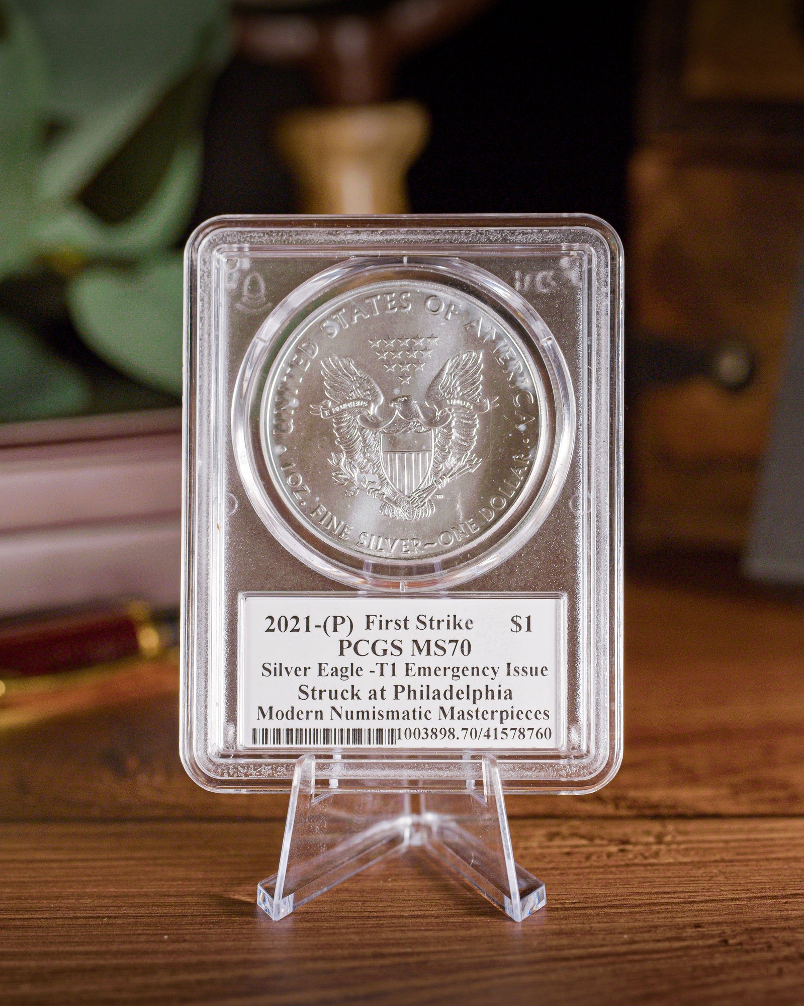 2021 "P" Silver Eagle "T1 Emergency" | PCGS "Modern Numismatic Masterpieces" MS70 | Stephanie Sabin Autographed