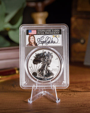 2021 "W" Silver Eagle T1 Reverse Proof | PCGS "Modern Numismatic Masterpieces" Reverse PR70 | Stephanie Sabin Autographed