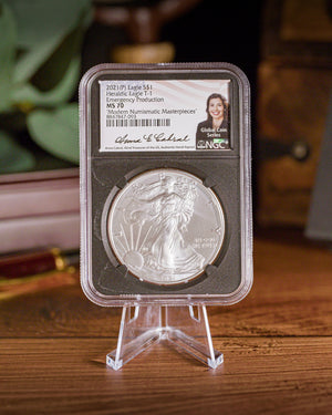 2021-P Silver Eagle | Type 1 Emergency Issue | NGC Modern Numismatic Masterpieces | Anna Escobedo Cabral Autographed MS70