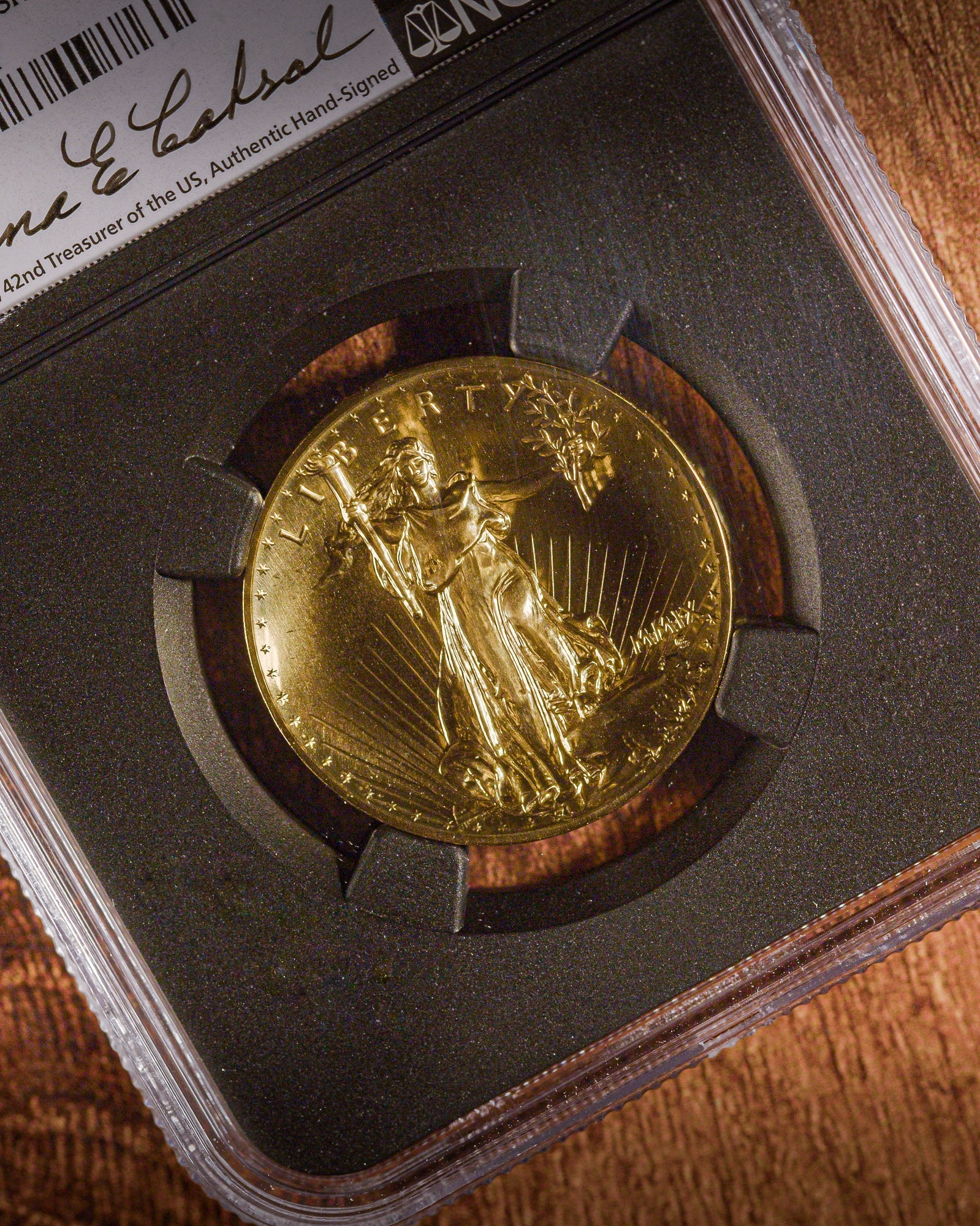 2009 Gold Ultra High Relief | NGC Modern Numismatic Masterpieces | Anna Escobedo Cabral Autographed MS70