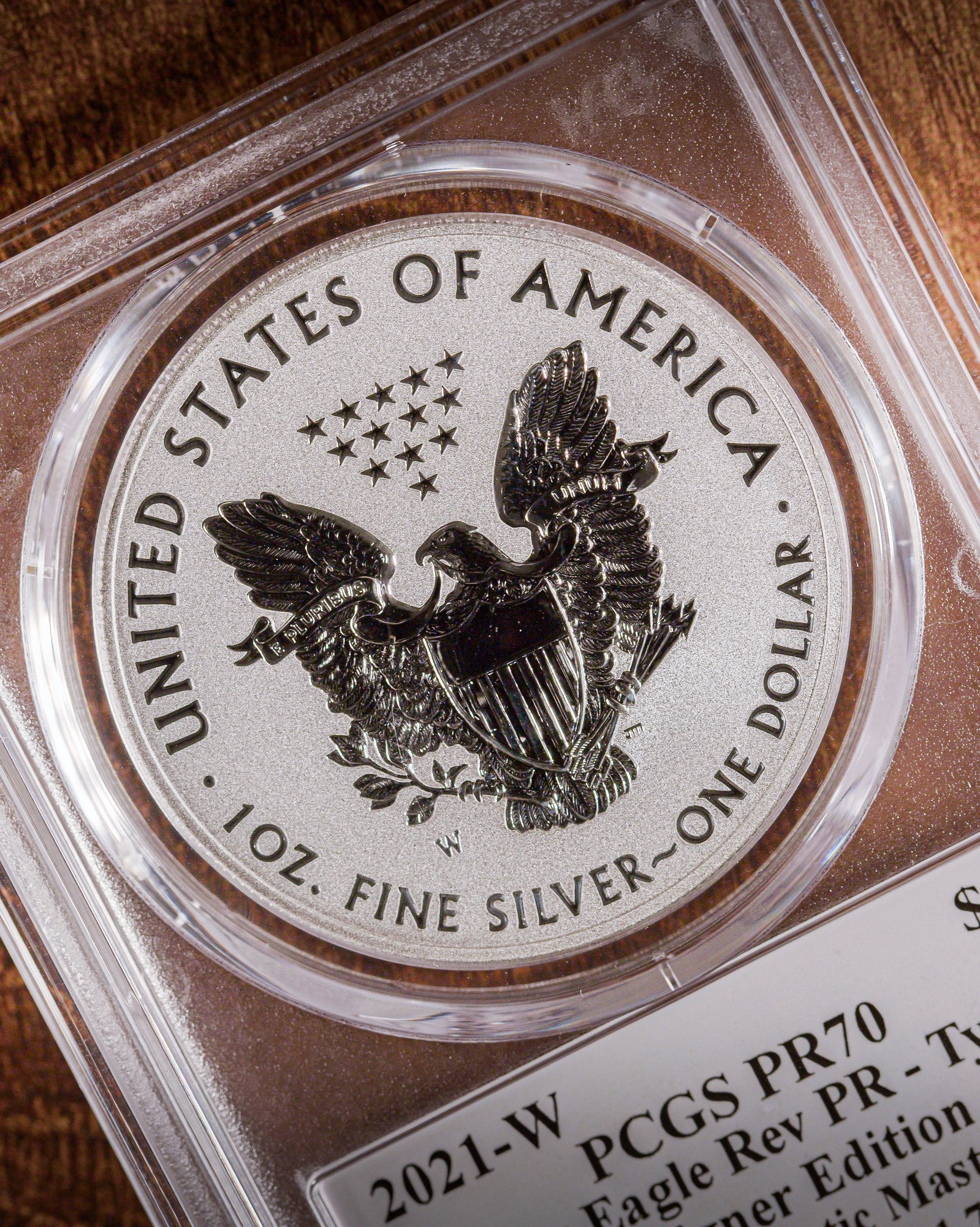 2021 "W" Silver Eagle T1 Reverse Proof | PCGS "Modern Numismatic Masterpieces" Reverse PR70 | Stephanie Sabin Autographed
