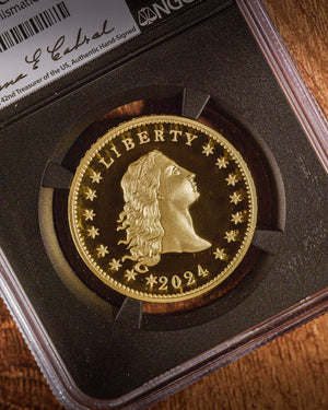 2024 High Relief Flowing Hair Gold "23O ANN" | NGC "Modern Numismatic Masterpieces" PF70 | Anna Cabral Autographed