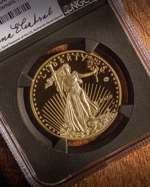 2020-W Gold American Eagle | V75 Privy Mark | NGC Modern Numismatic Masterpieces | Anna Escobedo Cabral Autographed PR70