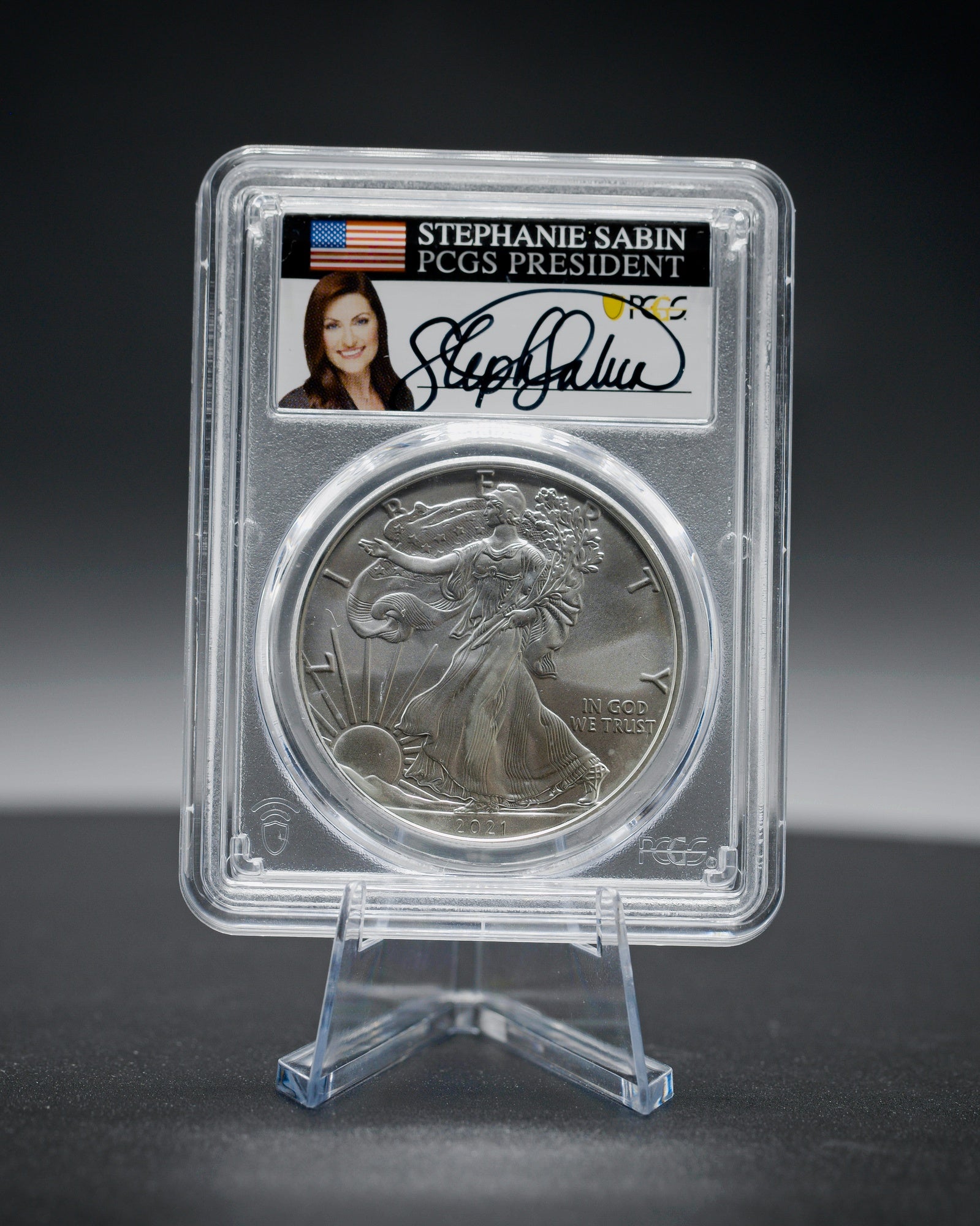 2021 "P" Silver Eagle "T1 Emergency" | PCGS "Modern Numismatic Masterpieces" MS70 | Stephanie Sabin Autographed