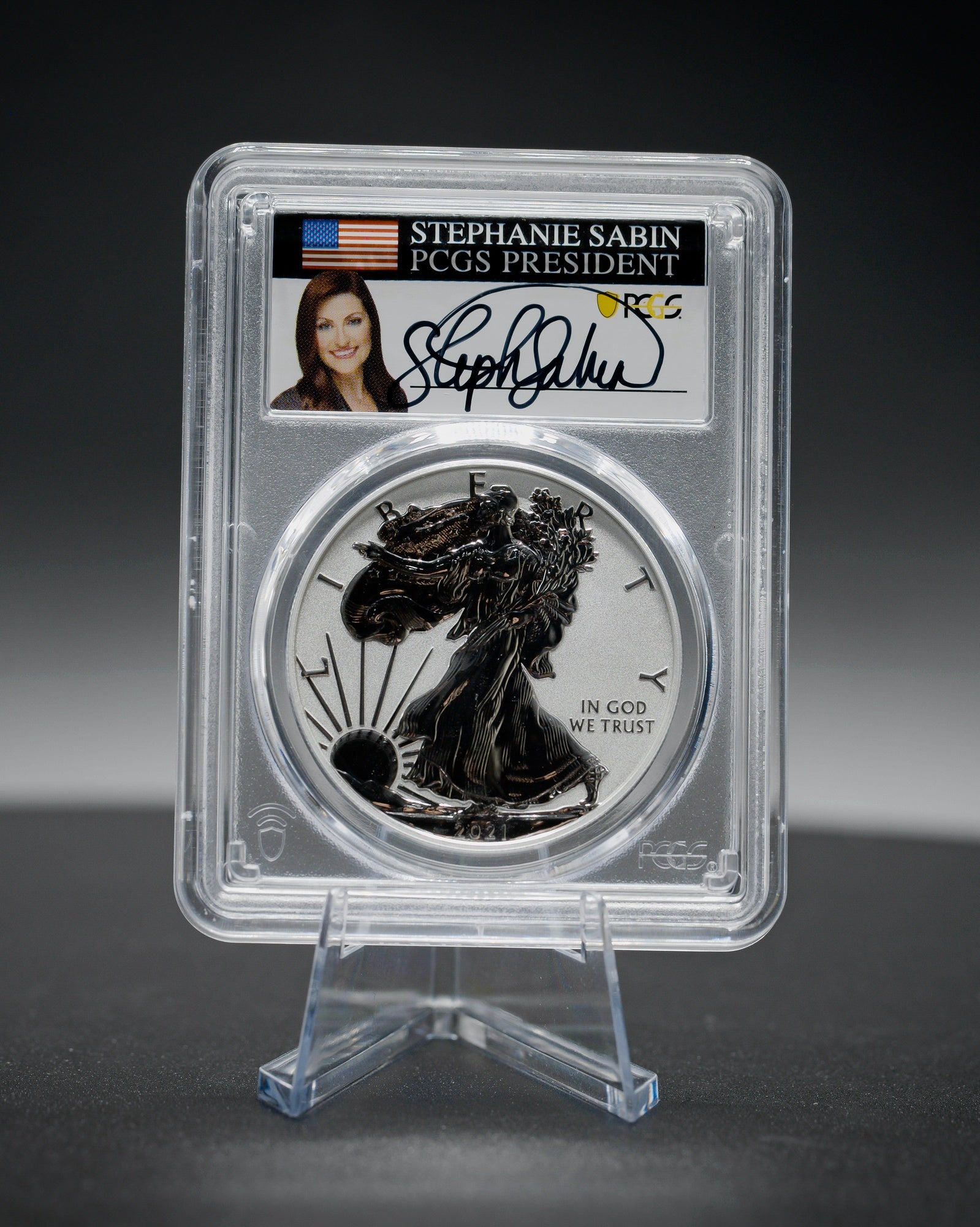 2021 "W" Silver Eagle T1 Reverse Proof | PCGS "Modern Numismatic Masterpieces" Reverse PR70 | Stephanie Sabin Autographed