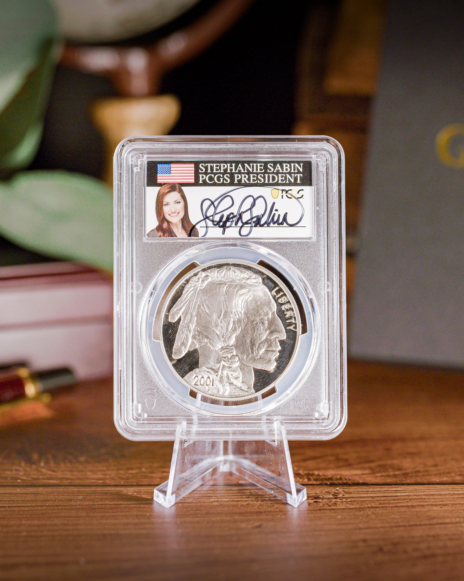 2001 American Buffalo Silver Dollar | PCGS Modern Numismatic Masterpieces | Stephanie Sabin Autographed PR70