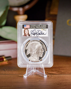 2001 American Buffalo Silver Dollar | PCGS Modern Numismatic Masterpieces | Stephanie Sabin Autographed PR70
