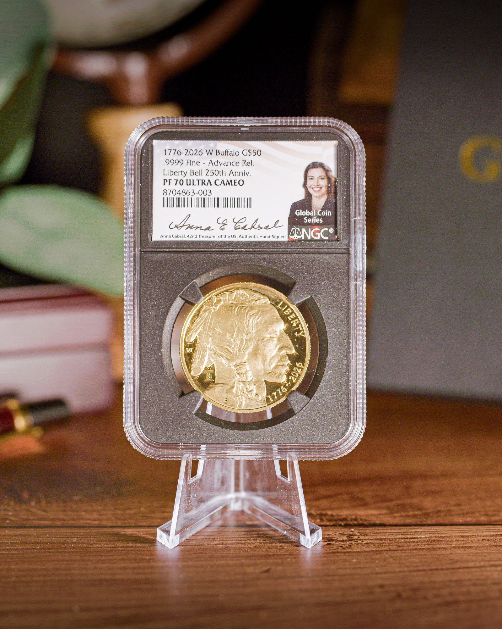 2026-W 1 oz Gold Buffalo | 1776-2026 Dual-Date Liberty Bell | 20th Anniversary of the Gold Buffalo | NGC Advanced Release | Anna Escobedo Cabral Autographed PR70