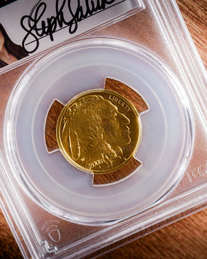 2008 1/4 oz Burnished American Gold Buffalo | PCGS Modern Numismatic Masterpieces | Stephanie Sabin Autographed MS70