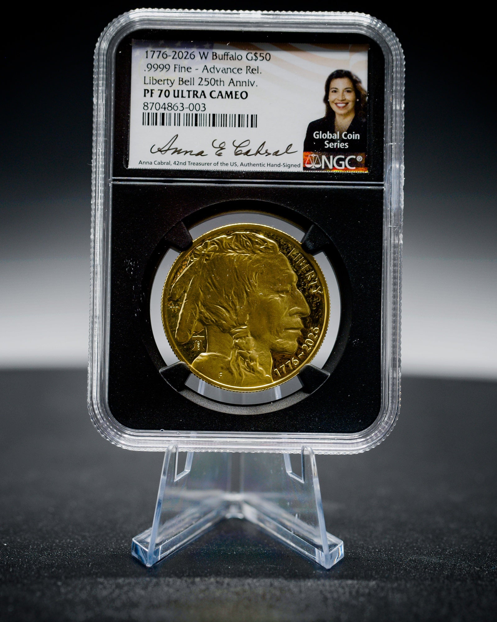 2026-W 1 oz Gold Buffalo | 1776-2026 Dual-Date Liberty Bell | 20th Anniversary of the Gold Buffalo | NGC Advanced Release | Anna Escobedo Cabral Autographed PR70