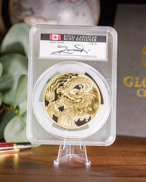 2026 Canada Triumphant Dragon 5 oz Silver Selective Gilt PCGS Gem Proof Advanced Release Steven Rosati Autographed