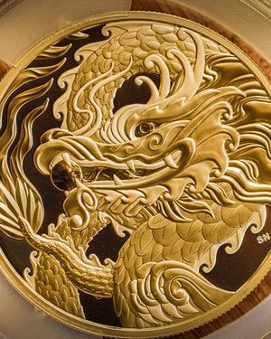 2026 Canada Triumphant Dragon 5 oz Silver Selective Gilt PCGS PR70 Deep Cameo Advanced Release Steven Rosati Autographed