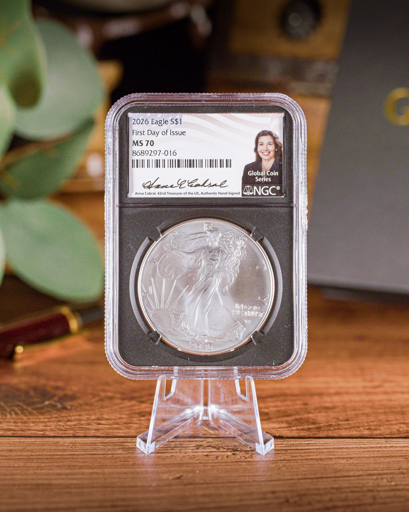 2026 1 oz American Silver Eagle | MS70 First Day of Issue | Anna Escobedo Cabral Autographed