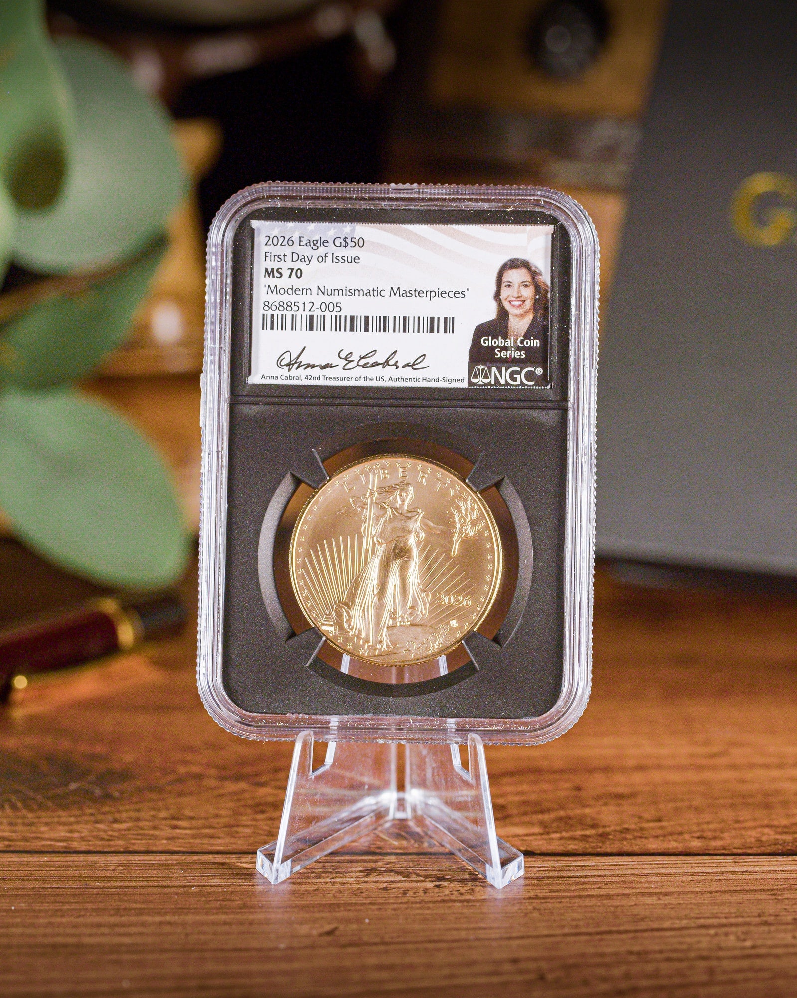 2026 1 oz American Gold Eagle | MS70 First Day of Issue | Anna Escobedo Cabral Autographed | Modern Numismatic Masterpieces Label
