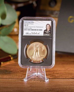 2026 1 oz American Gold Eagle | MS70 First Day of Issue | Anna Escobedo Cabral Autographed | Modern Numismatic Masterpieces Label