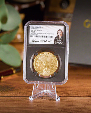 2026 1 oz American Gold Buffalo | MS70 First Day of Issue | Anna Escobedo Cabral Autographed | Modern Numismatic Masterpieces Label