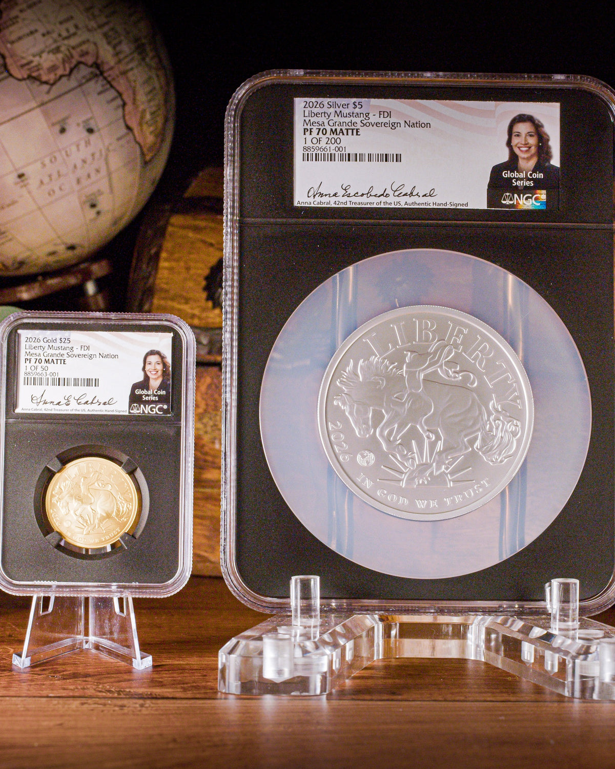 2026 Rodeo Gold/Silver 2-Piece Set | Global Coin Series | NGC First Day of Issue PF70 Matte | Anna Cabral Autographed