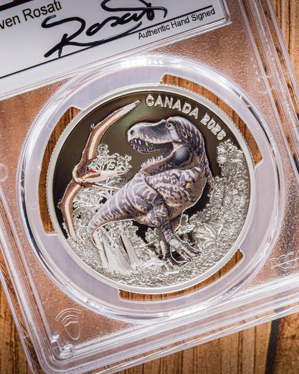 2026 Canada T. Rex 1oz Silver | PCGS Advanced Release Gem Proof | Steven Rosati Autographed