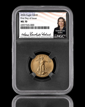 2026 $10 American Gold Eagle | MS70 First Day of Issue | Anna Escobedo Cabral Autographed