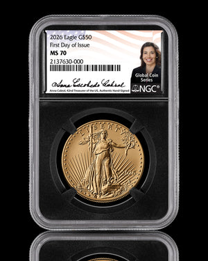 2026 $50 American Gold Eagle | MS70 First Day of Issue | Anna Escobedo Cabral Autographed