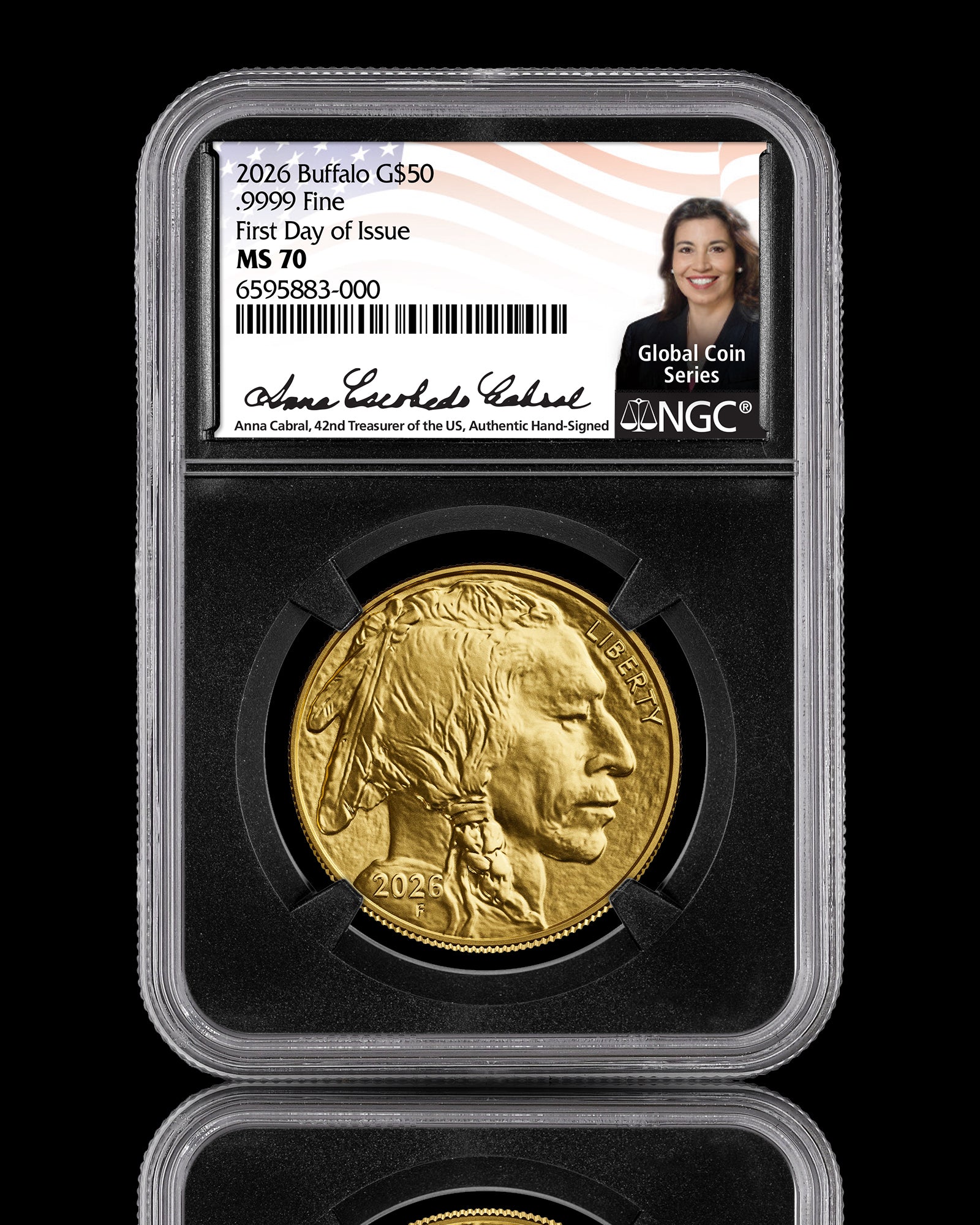 2026 $50 American Gold Buffalo | MS70 First Day of Issue | Anna Escobedo Cabral Autographed