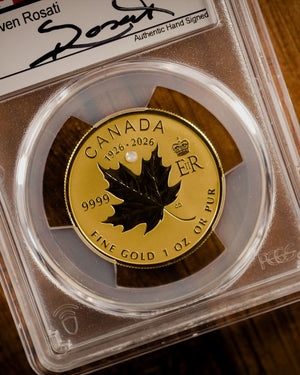 2026 4PC Gold Queen Elizabeth II 100th Birthday Set Reverse Proof | First Day of Issue PCGS PR70 | Steven Rosati Autographed