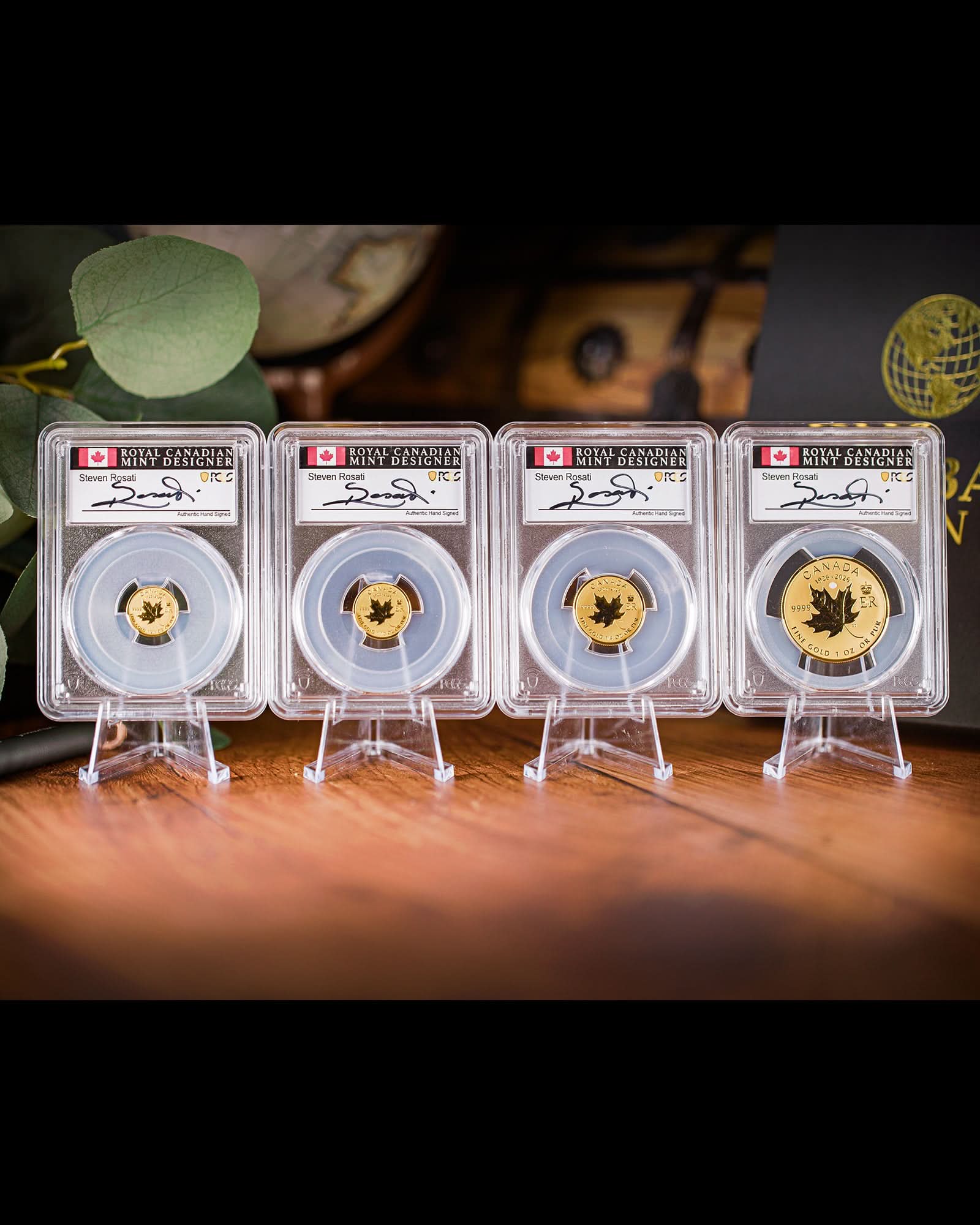 2026 4PC Gold Queen Elizabeth II 100th Birthday Set Reverse Proof | First Day of Issue PCGS Gem Proof | Steven Rosati Autographed