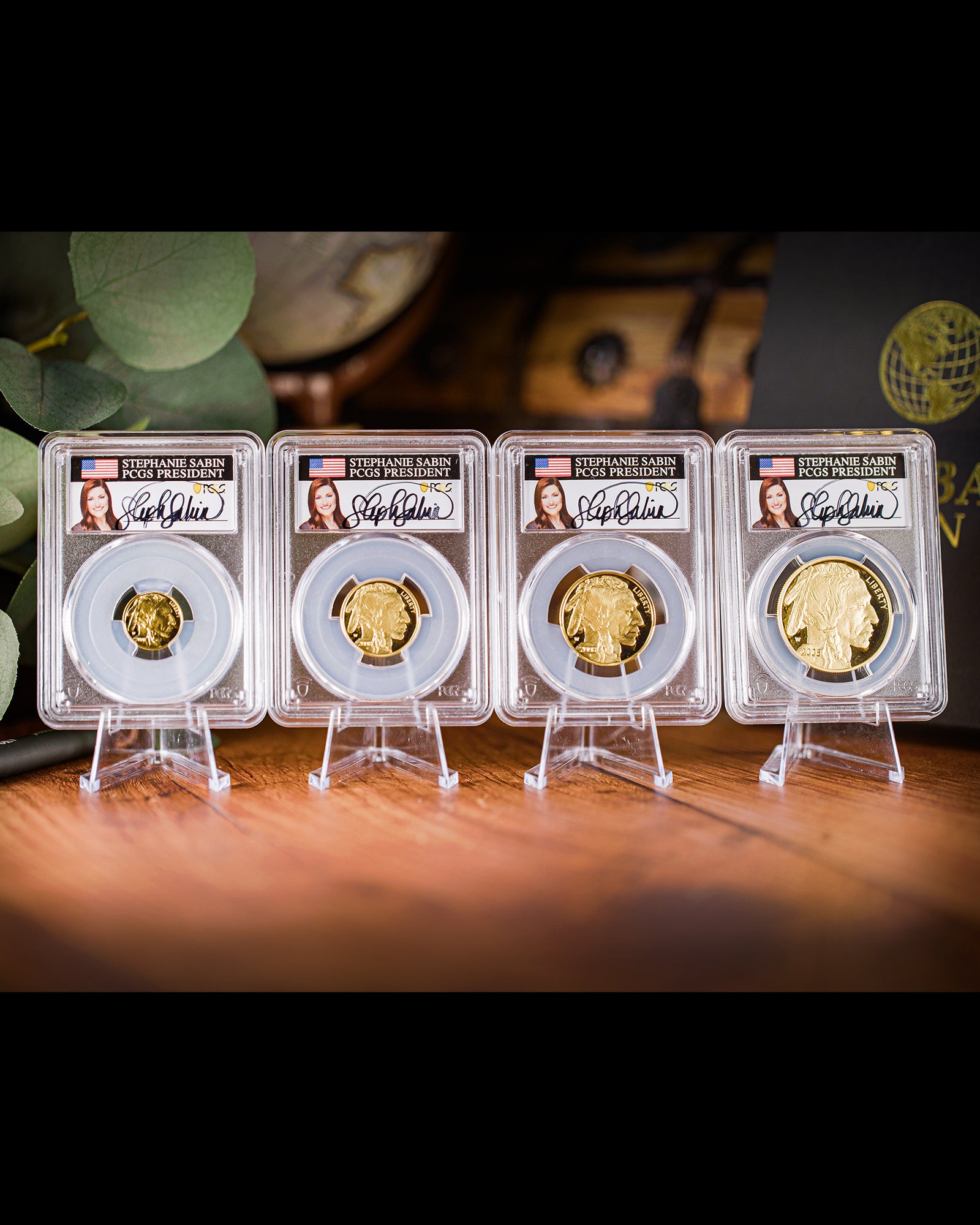 2008 "W" 4pc Proof Gold Buffalo Set | PCGS "Modern Numismatic Masterpieces" PR70 | Stephanie Sabin Autographed