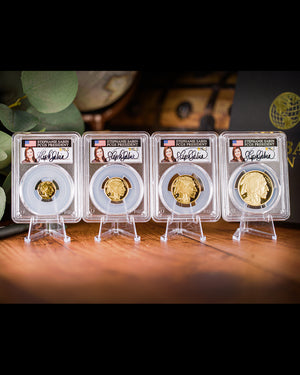 2008 "W" 4pc Proof Gold Buffalo Set | PCGS "Modern Numismatic Masterpieces" PR70 | Stephanie Sabin Autographed