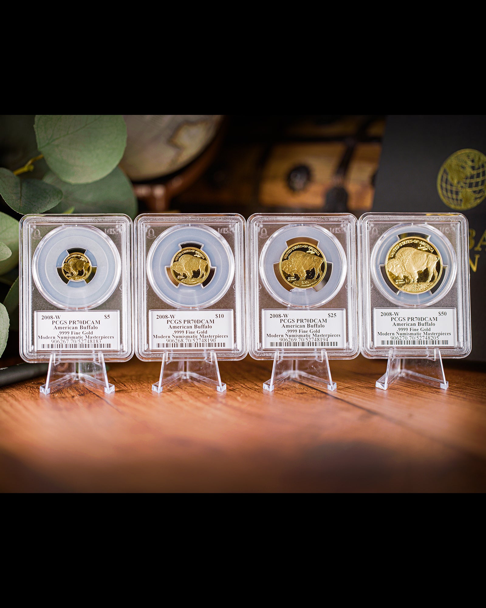 2008 "W" 4pc Proof Gold Buffalo Set | PCGS "Modern Numismatic Masterpieces" PR70 | Stephanie Sabin Autographed