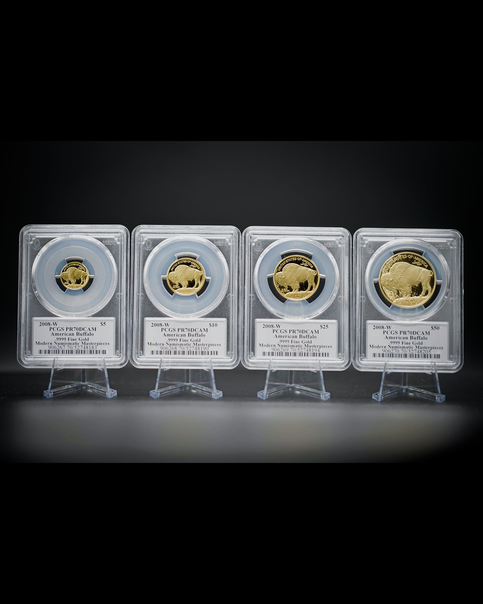 2008 "W" 4pc Proof Gold Buffalo Set | PCGS "Modern Numismatic Masterpieces" PR70 | Stephanie Sabin Autographed