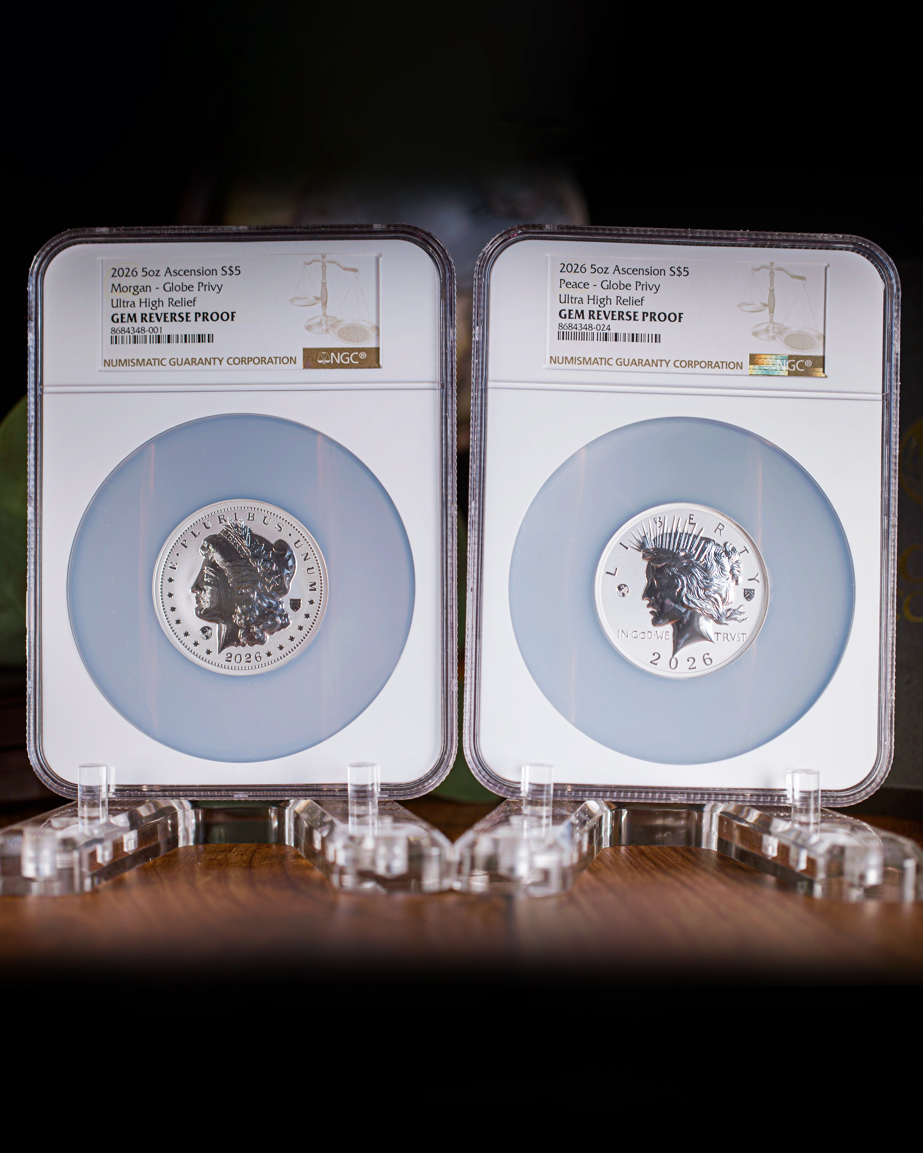 2026 5 oz Silver Morgan & Peace Collector Set | NGC Gem Reverse Proof Ultra High Relief Global Privy