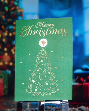 Genuine 24-Karat Gold Star Christmas Card | Treasure to Remember | Green Tree
