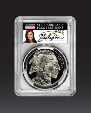 2001 $1 Silver Buffalo | NGC "Modern Numismatic Masterpieces" PF70 | Stephanie Sabin Autographed