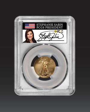 1999 "W" $10 Gold Eagle Unfinished Dies | PCGS "Modern Numismatic Masterpieces" MS70 | Stephanie Sabin Autographed