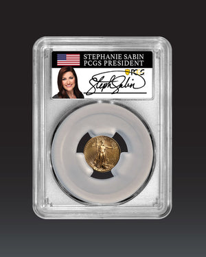 1999 "W" $5 Gold Eagle Unfinished Dies | PCGS "Modern Numismatic Masterpieces" MS70 | Stephanie Sabin Autographed