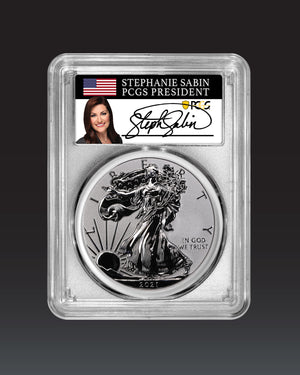 2021 "W" Silver Eagle T1 Reverse Proof | PCGS "Modern Numismatic Masterpieces" Reverse PR70 | Stephanie Sabin Autographed