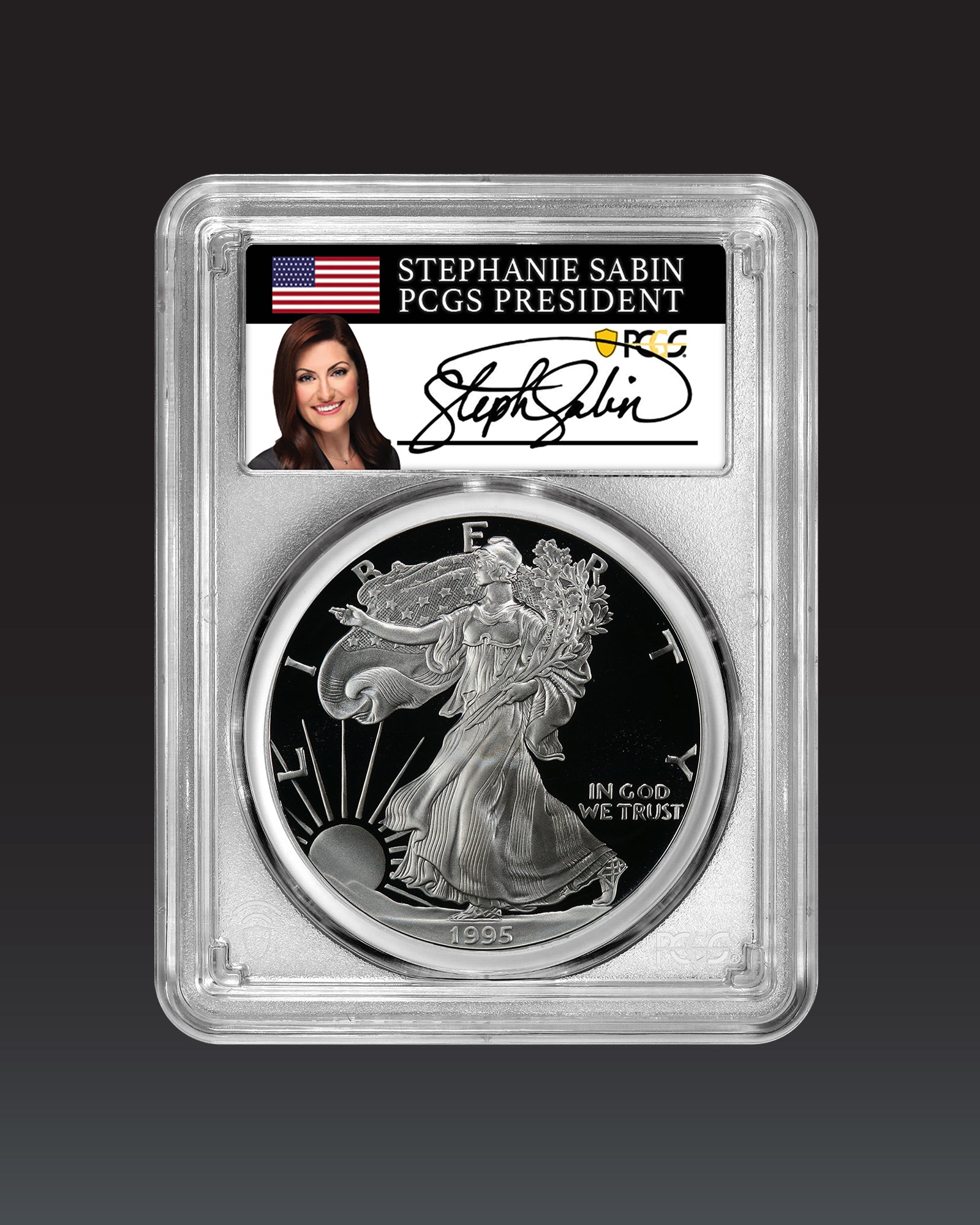 1995 "W" $1 Proof Silver Eagle | PCGS "Modern Numismatic Masterpieces" PR70 | Stephanie Sabin Autographed