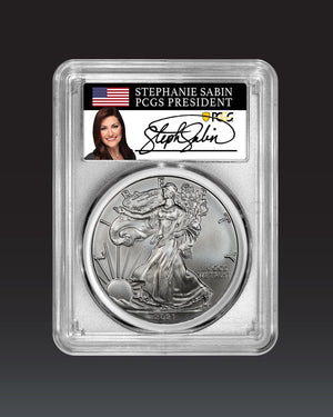 2021 "P" Silver Eagle "T1 Emergency" | PCGS "Modern Numismatic Masterpieces" MS70 | Stephanie Sabin Autographed