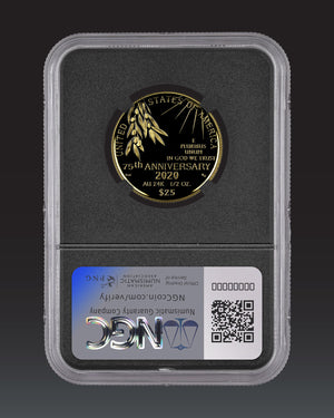 2020 $25 End of World War II Gold | NGC "Modern Numismatic Masterpieces" PF70 | Anna Cabral Autographed